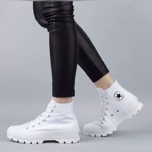 Converse all Star Chuck Taylor white leather high top platform women’s/ men’s